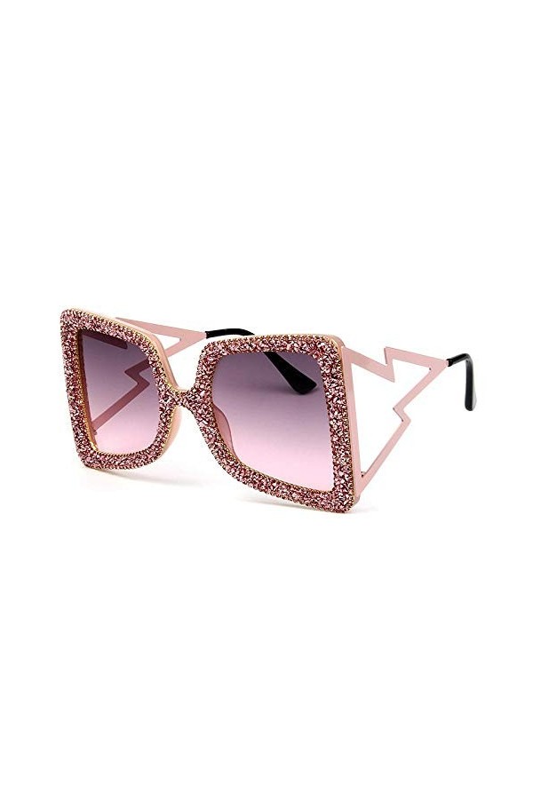 NIUASH Lunettes de Soleil polarisées Lunettes de Soleil carrées Femmes Luxe Strass Nuances surdimensionnées pour Hommes Lunet