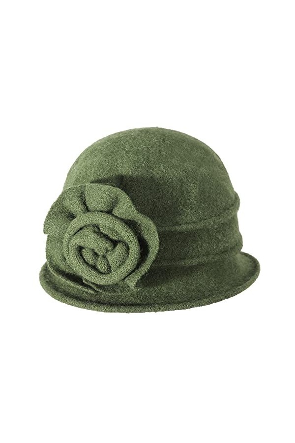ZLYC 1920 Vintage Chapeau Cloche en Laine Fleur Chapeaux Melon pour Femme Fleur de Paon Bleu 