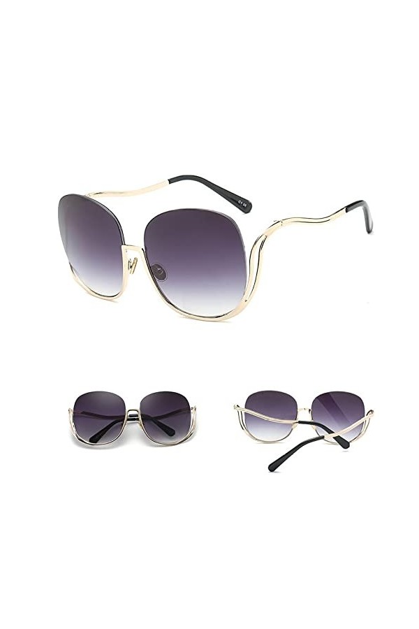 HPIRME Lunettes de soleil dégradées sans monture femmes lunettes de soleil rondes surdimensionnées dames nuances dégradées lu