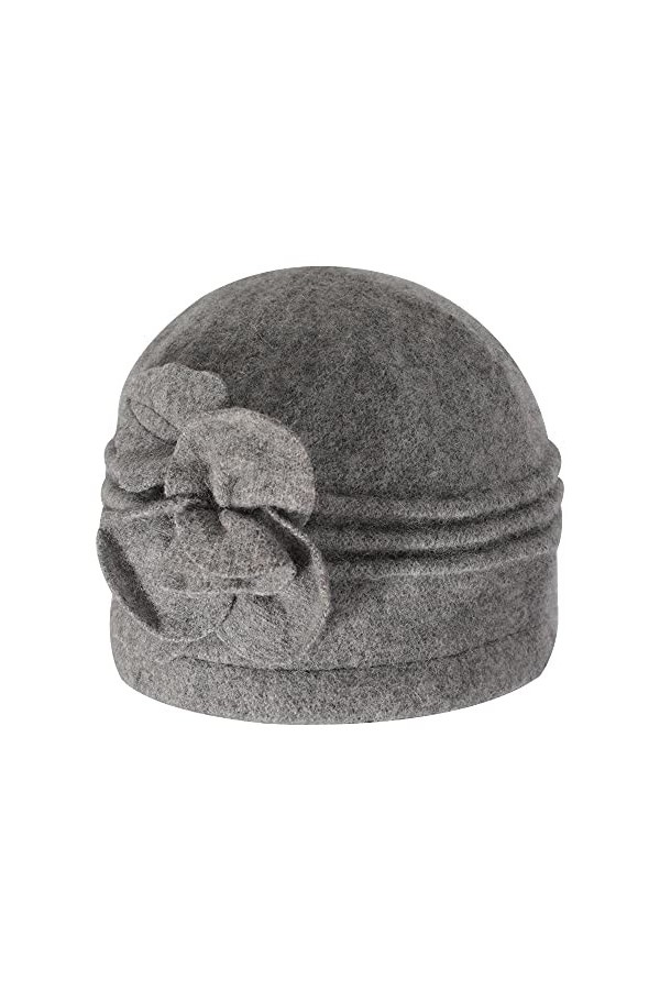 ZLYC 1920 Vintage Chapeau Cloche en Laine Fleur Chapeaux Melon pour Femme Fleur de Paon Bleu 