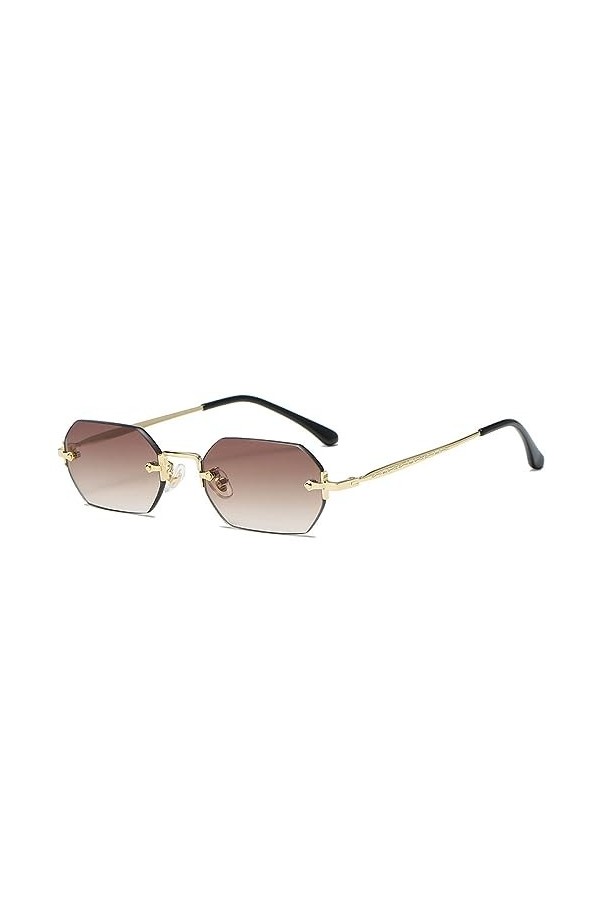 MUTYNE Petites lunettes de soleil carrées sans monture femmes rétro polygone dégradé lunettes de soleil vintage dame été styl