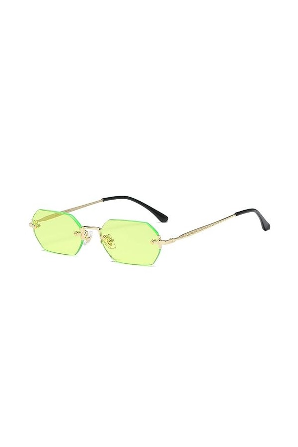 MUTYNE Petites lunettes de soleil carrées sans monture femmes rétro polygone dégradé lunettes de soleil vintage dame été styl