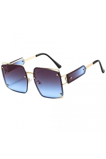 HPIRME Lunettes de soleil carrées miroir homme femme métal creux cadre dégradé lunettes de soleil lunettes, C3, taille unique