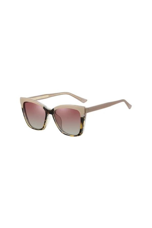 HPIRME clip sur lunettes de soleil polarisées uv400 monture lunettes pour femme acétate léopard marron conduite, monture léop