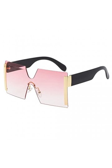 HCHES Lunettes de soleil carrées sans monture surdimensionnées femmes créateur de luxe mode une pièce lunettes de soleil dame