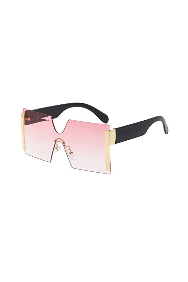 HCHES Lunettes de soleil carrées sans monture surdimensionnées femmes créateur de luxe mode une pièce lunettes de soleil dame