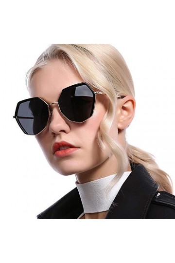 Raxinbang Lunettes de Soleil Nouvelles Dames Lunettes De Soleil Polarisées Mode Polygone Cadre Lunettes en Métal Voyage en Pl