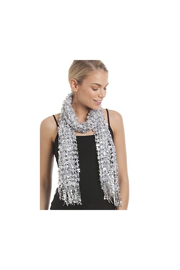 Central Chic Magnifique foulard à paillettes en argent