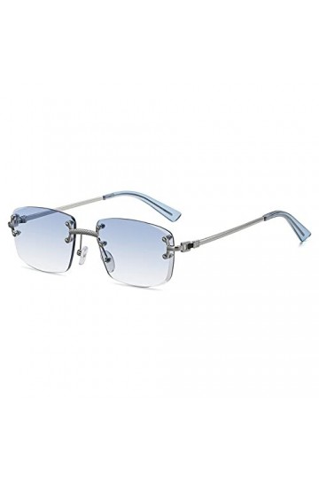 Punk Petit Rectangle Lunettes De Soleil Hommes Femmes Designer De Luxe Sans Monture Lentille Dégradée Lunettes De Soleil En M