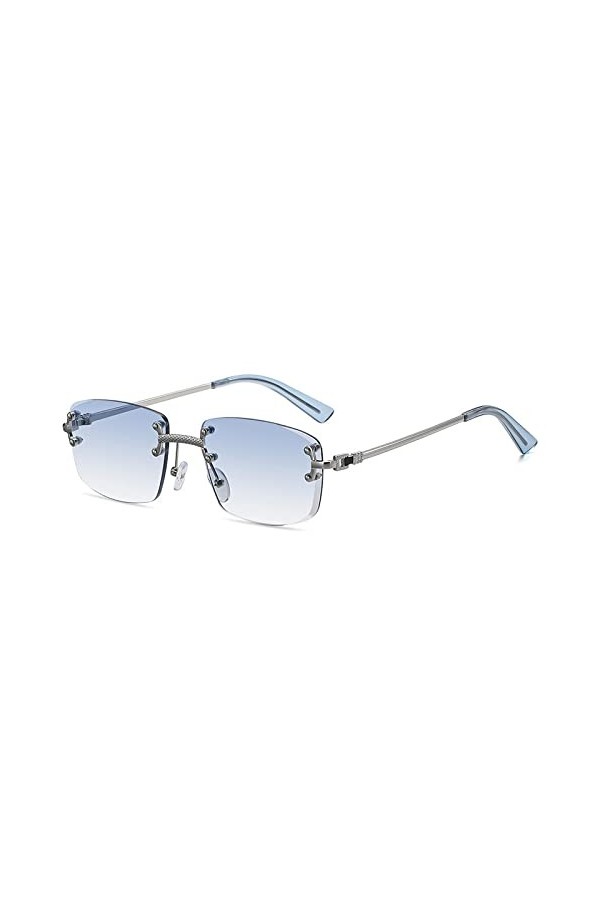 Punk Petit Rectangle Lunettes De Soleil Hommes Femmes Designer De Luxe Sans Monture Lentille Dégradée Lunettes De Soleil En M