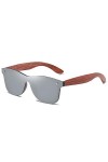 AUSUB Lunettes de Soleil Femme Red Wood Rimless Lunettes de Soleil polarisées Cadre Carré des Lunettes de Soleil Hommes Femme
