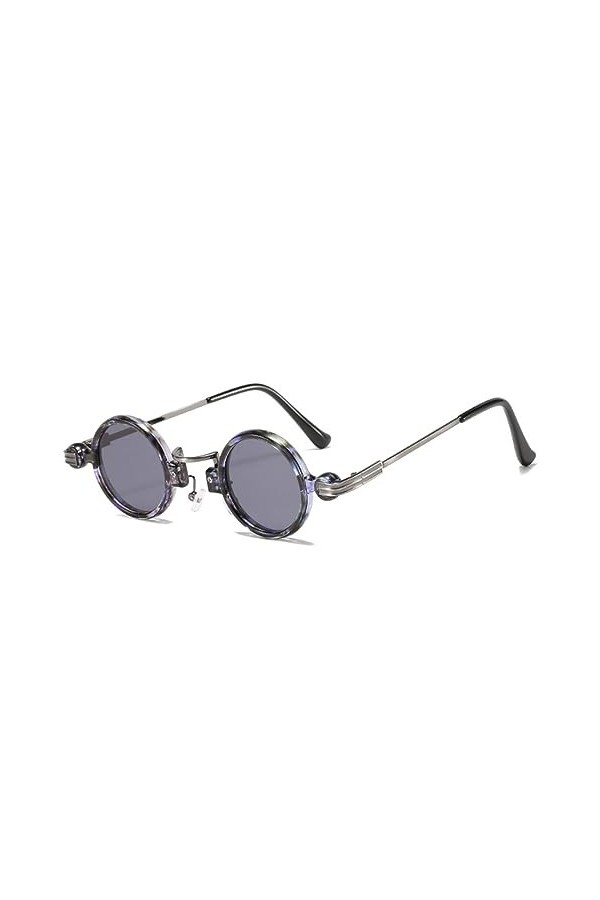 HPIRME Lunettes de soleil femmes rétro rondes petites lunettes de soleil hommes nuances vintage dames UV400, C7 bleu floral, 