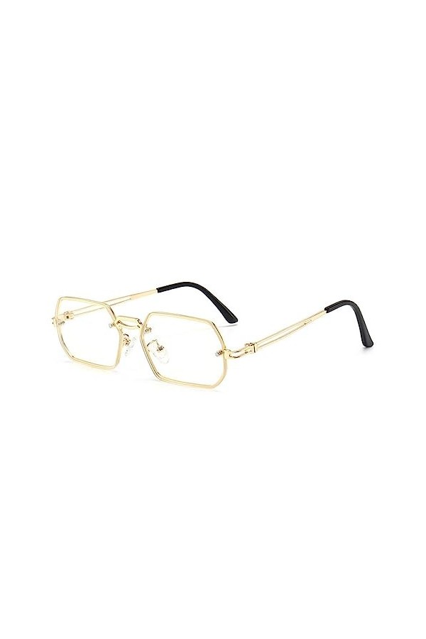 Lunettes de soleil rectangulaires polygonales Femmes Lunettes de soleil rétro Lunettes de soleil Hommes Lunettes UV400 Sun Gl