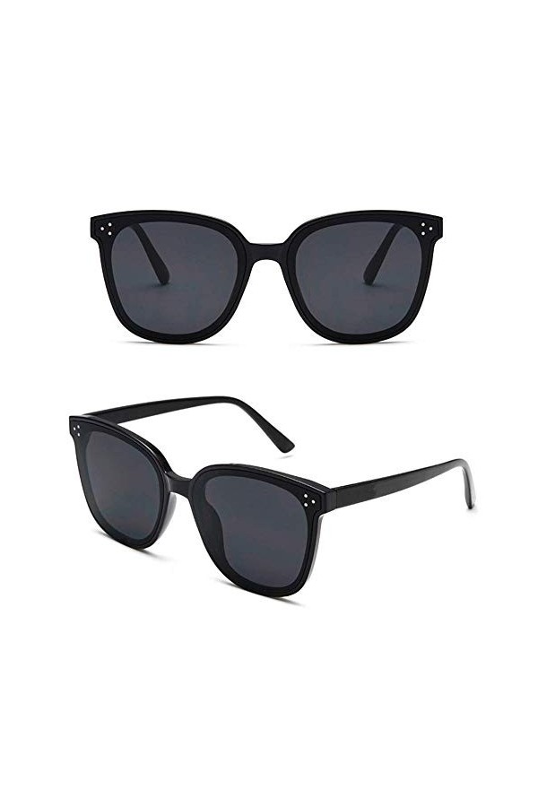 hmjsmj Lunettes de soleil à monture noire gris-noir à grand visage les femmes voyagent lunettes de soleil photo-prise