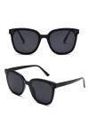 hmjsmj Lunettes de soleil à monture noire gris-noir à grand visage les femmes voyagent lunettes de soleil photo-prise