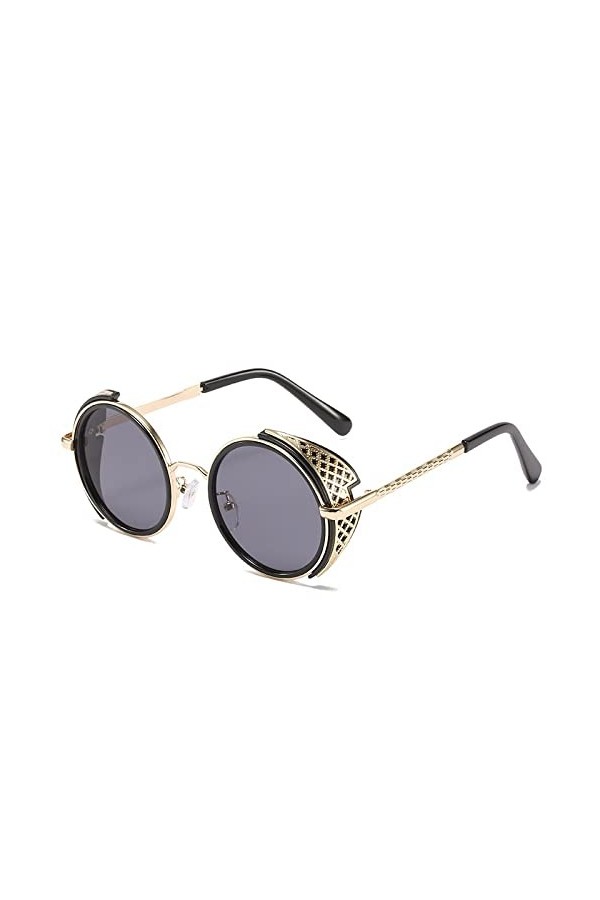 HCHES Lunettes de soleil Steampunk Vintage femmes rondes hommes lunettes de soleil Designer métal sculpture lunettes de solei
