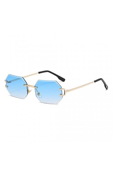HCHES Diamant coupe sans monture petites lunettes de soleil carrées pour femmes Vintage luxe alliage dégradé lunettes de sole