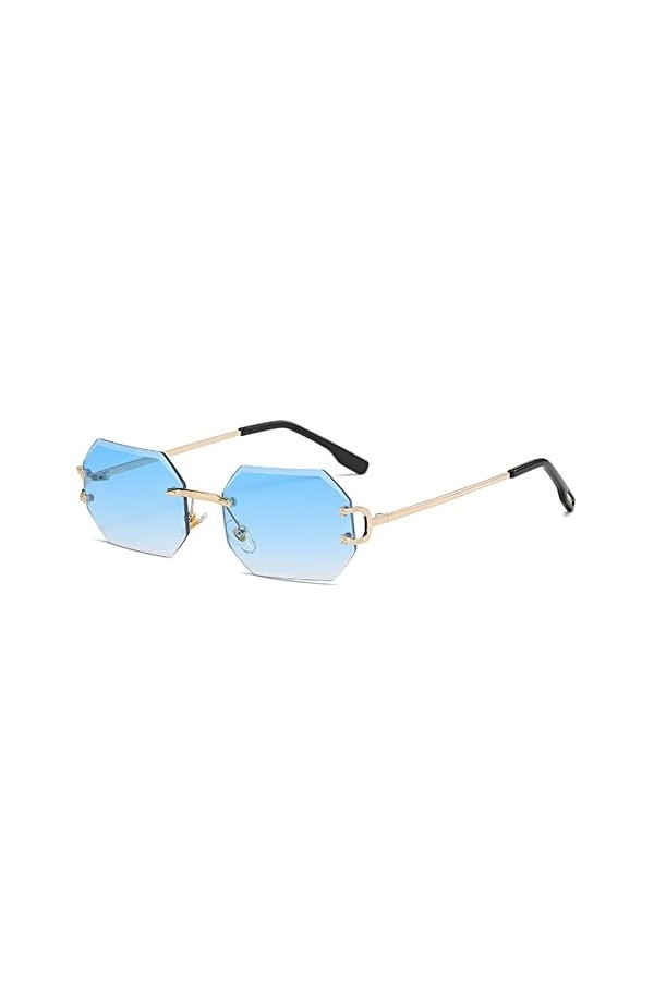 HCHES Diamant coupe sans monture petites lunettes de soleil carrées pour femmes Vintage luxe alliage dégradé lunettes de sole