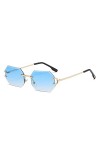 HCHES Diamant coupe sans monture petites lunettes de soleil carrées pour femmes Vintage luxe alliage dégradé lunettes de sole