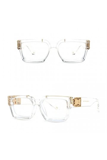 HCHES Élégantes lunettes de soleil carrées blanches miroir femmes hommes designer mode lunettes de soleil surdimensionnées da