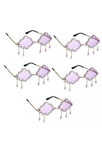 CALLARON 5 Paires Lunettes De Soleil Nuage Lunettes Sans Monture Avec Pompons Lunettes De Soleil Sympas Jolies Lunettes De So