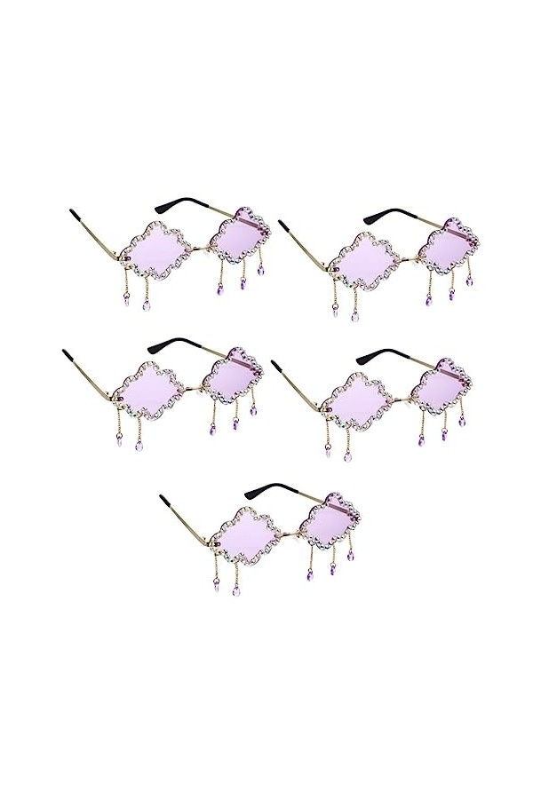 CALLARON 5 Paires Lunettes De Soleil Nuage Lunettes Sans Monture Avec Pompons Lunettes De Soleil Sympas Jolies Lunettes De So