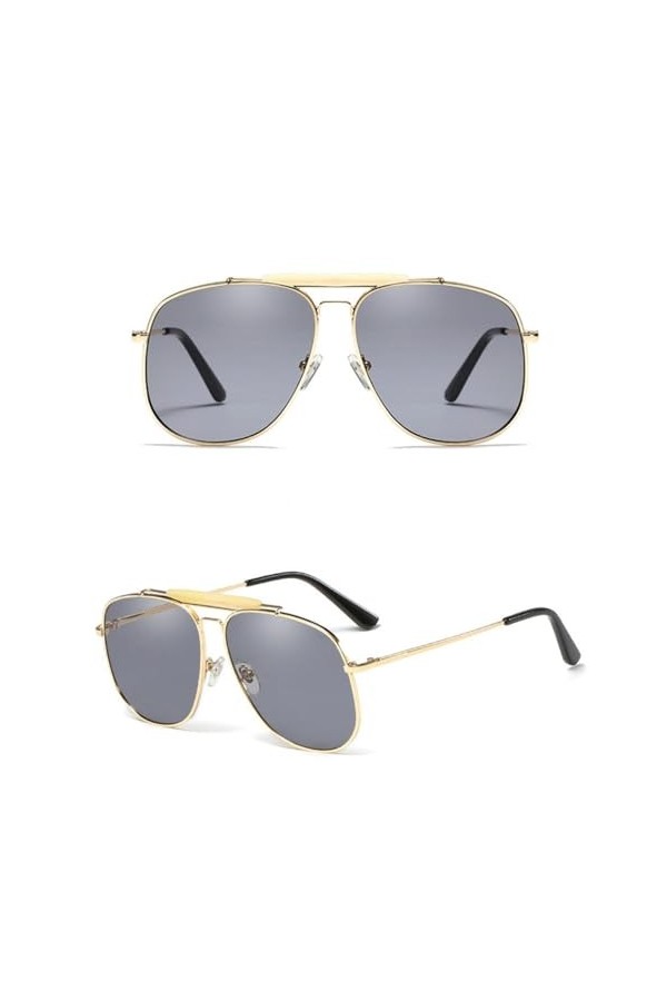 HPIRME Lunettes de soleil rétro surdimensionnées en métal pour hommes et femmes, lunettes de soleil UV400, 2, taille unique