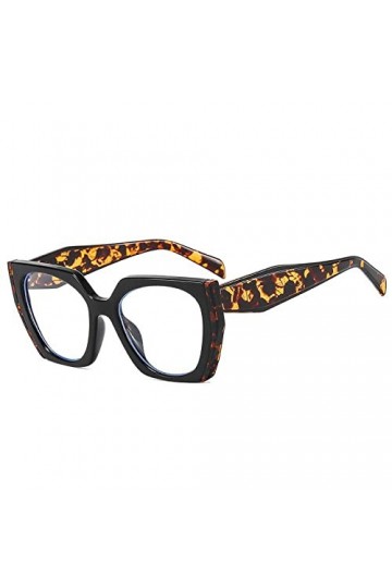 Lunettes de Soleil carrées œil de Chat pour Femmes Vintage Lunettes de Soleil Femme Nuances dégradées, léopard Noir Clair, Ta
