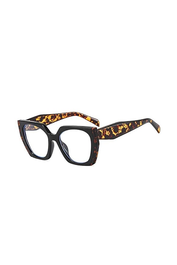 Lunettes de Soleil carrées œil de Chat pour Femmes Vintage Lunettes de Soleil Femme Nuances dégradées, léopard Noir Clair, Ta