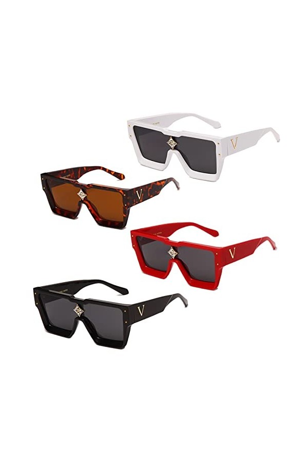 TIYETA Lunettes De Soleil Carrées Surdimensionnées Lunettes De Soleil Mode pour Femmes Hommes Polarisées Conduite Rétro Lunet