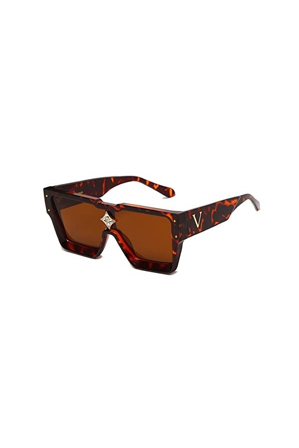 TIYETA Lunettes De Soleil Carrées Surdimensionnées Lunettes De Soleil Mode pour Femmes Hommes Polarisées Conduite Rétro Lunet