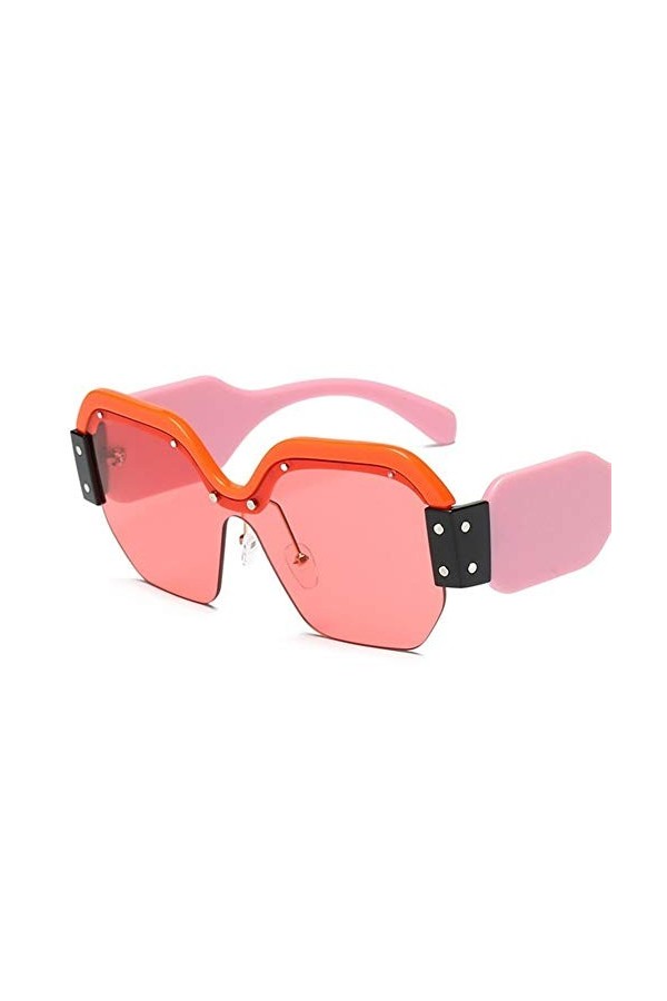 2021 Rose rouge sexy de luxe Shades Lunettes de soleil femmes Vintage Lunettes de soleil sans monture surdimensionnée Rivet B