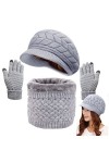 Joligiao Hiver Béret Ensemble Tricot Femme Cache-Cou et Gants décran Tactile Doux Tricot Écharpe Girls Chaud Béret Chapeau G