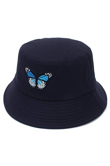 EOZY Chapeau de Soleil Femme Broderie Papillon Vintage Randonnée Casquette Chapeau Bob Plage Coton Pliable Anti-UV Voyage Été