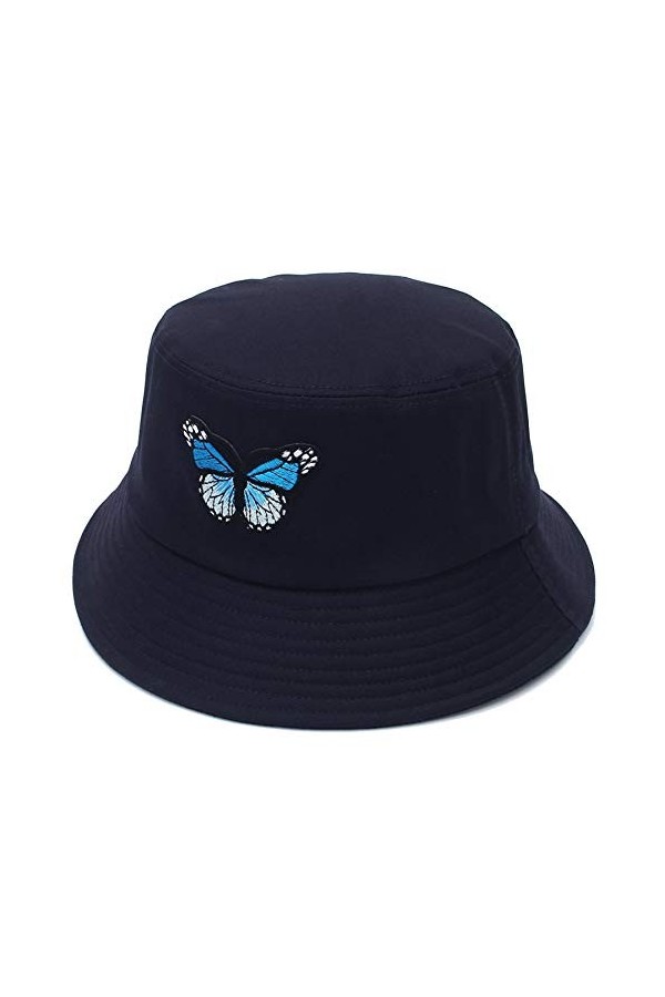 EOZY Chapeau de Soleil Femme Broderie Papillon Vintage Randonnée Casquette Chapeau Bob Plage Coton Pliable Anti-UV Voyage Été