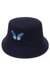 EOZY Chapeau de Soleil Femme Broderie Papillon Vintage Randonnée Casquette Chapeau Bob Plage Coton Pliable Anti-UV Voyage Été