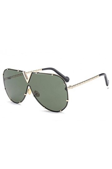 New One Piece luxe surdimensionné Sunglass Rivet Lunettes de soleil Femmes Hommes Métal Big Shades Cadre UV400 Couleur : C2 