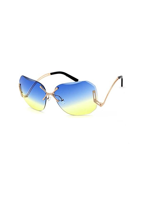 HCHES Lunettes de soleil transparentes teintées sans monture pour femmes, lunettes de soleil sans cadre, C8, taille unique