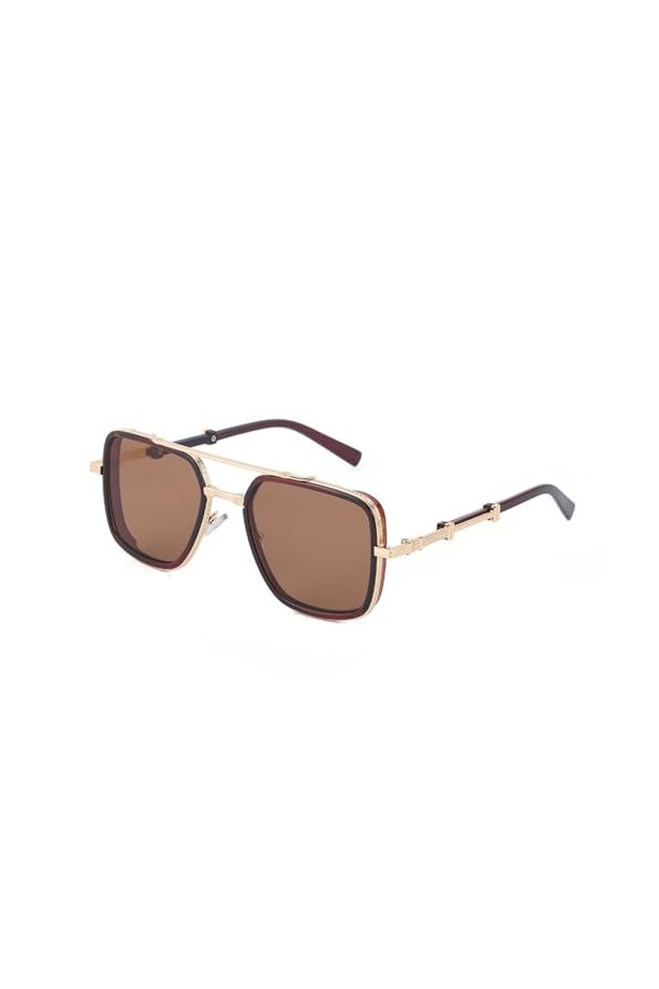 Lunettes de Soleil Hommes et Femmes Vintage Petit Cadre Double Faisceau Métal Océan Film Lunettes de Rue, 1, Taille Unique