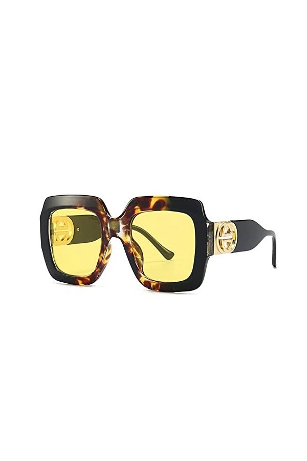 HPIRME Femmes grandes lunettes de soleil carrées nuances surdimensionnées lunettes femme Beige marron lunettes de soleil homm