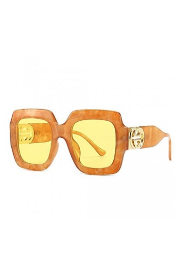 HPIRME Femmes grandes lunettes de soleil carrées nuances surdimensionnées lunettes femme Beige marron lunettes de soleil homm