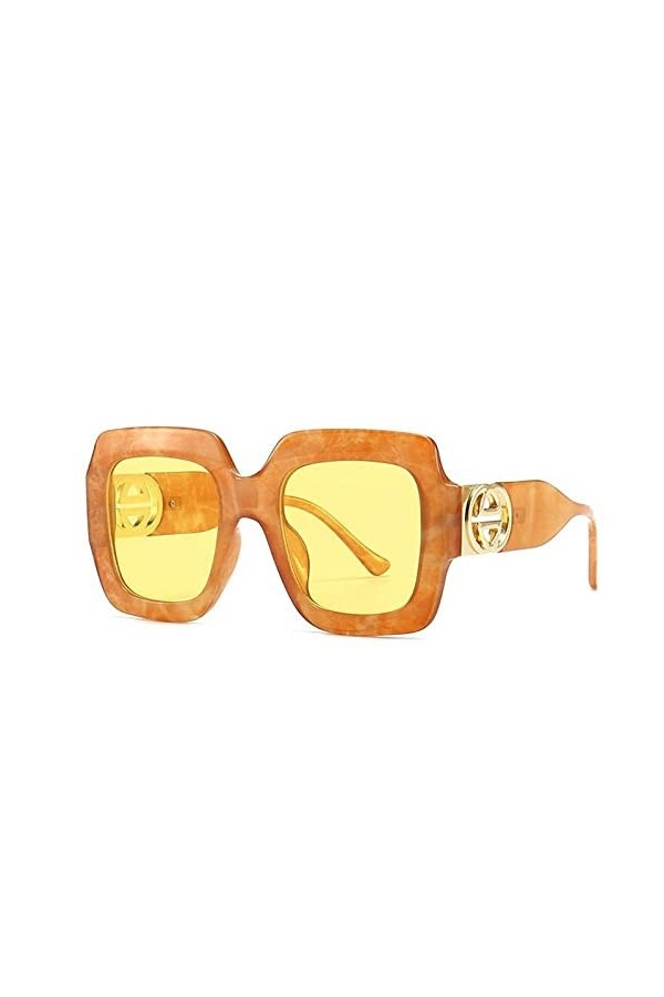 HPIRME Femmes grandes lunettes de soleil carrées nuances surdimensionnées lunettes femme Beige marron lunettes de soleil homm