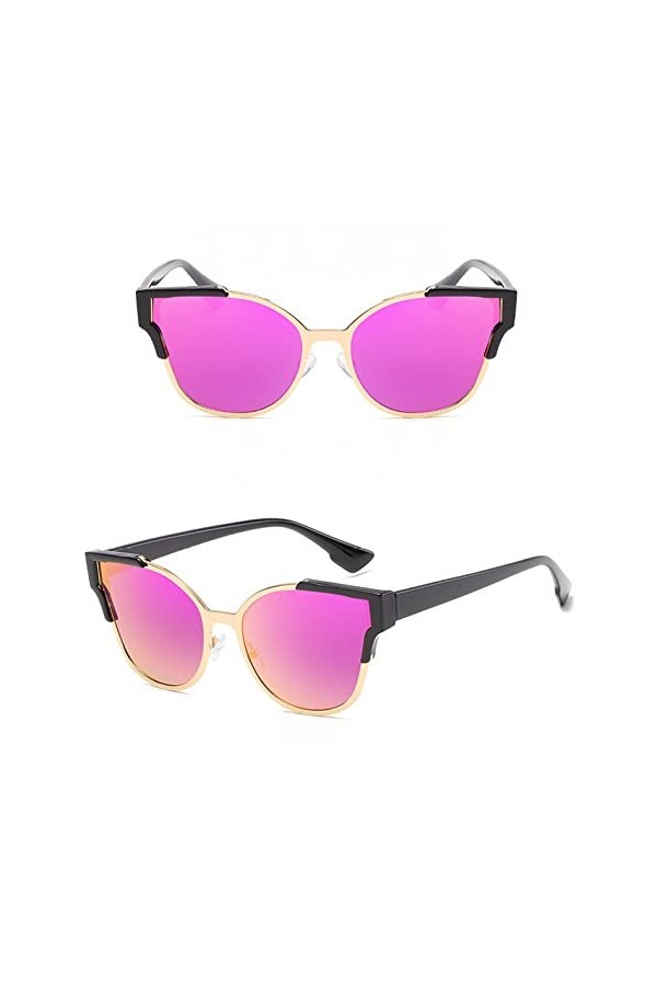 Lunettes de conduite de voyage Vintage surdimensionnées Cat Eye Mirror Lunettes de soleil Hommes Femmes Métal Luxe Big Frame 