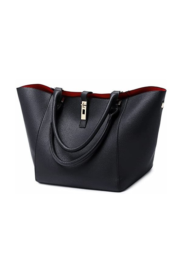 Sac à Main Femme Petit Sac Bandoulière Cabas Fourre Tout Cuir Sac Elégant Ville Travail Poches Multiples Shopper Porté Epaule