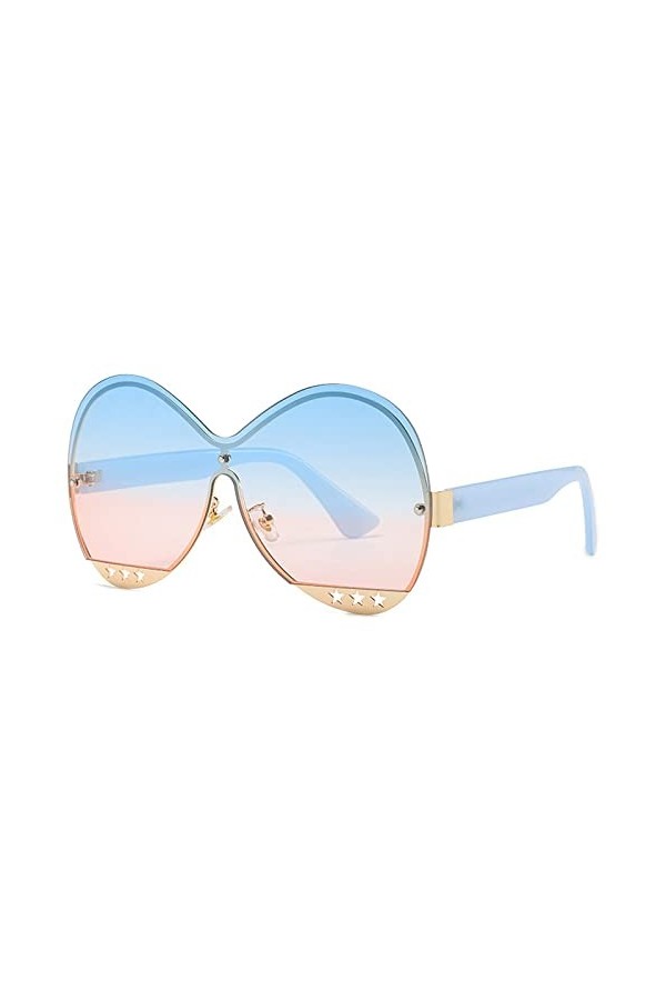HCHES Mode élégante étoile lunettes de soleil à lentilles creuses pour femmes Vintage surdimensionné dégradé oeil de chat lun