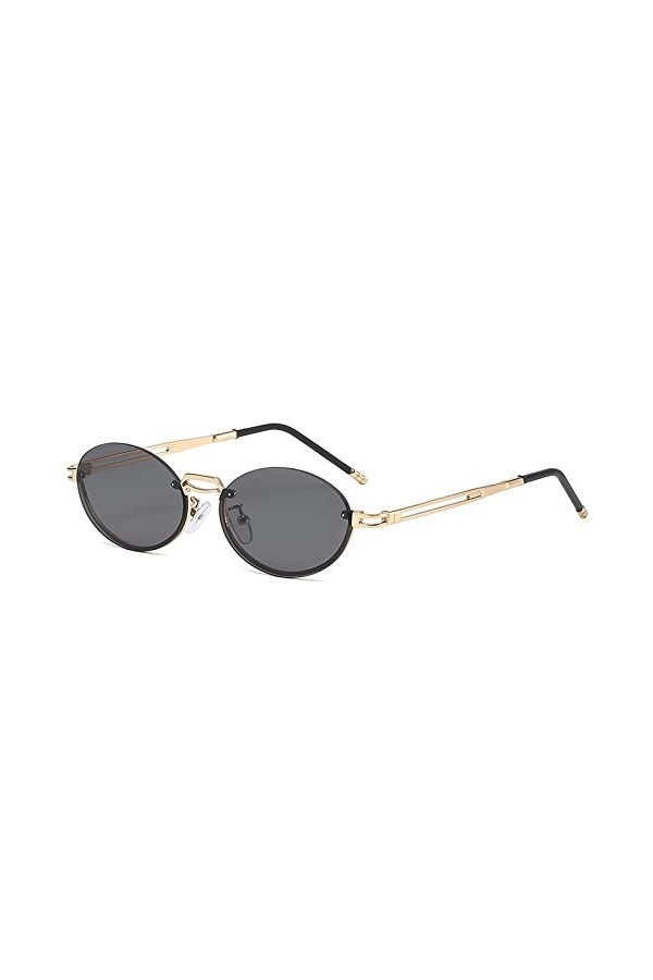 HCHES Vintage petites lunettes de soleil ovales dégradées pour femmes Uv400 lunettes de soleil hommes alliage nuances rondes,