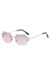 HCHES Couper sans monture petites lunettes de soleil carrées pour femmes Vintage alliage dégradé lunettes de soleil hommes lu