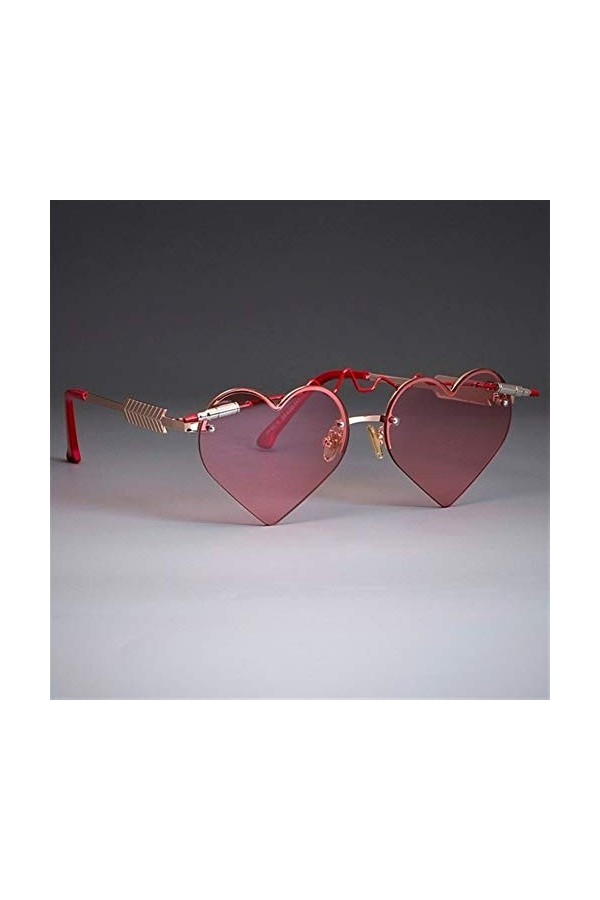 Coeur mignon Lunettes de soleil Shades Femmes Red Bullet Gothic Vintage Lunettes UV400 Couleur : C3 rose gold pink 