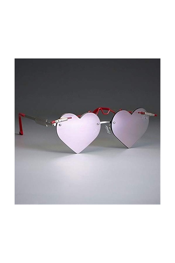 Coeur mignon Lunettes de soleil Shades Femmes Red Bullet Gothic Vintage Lunettes UV400 Couleur : C3 rose gold pink 