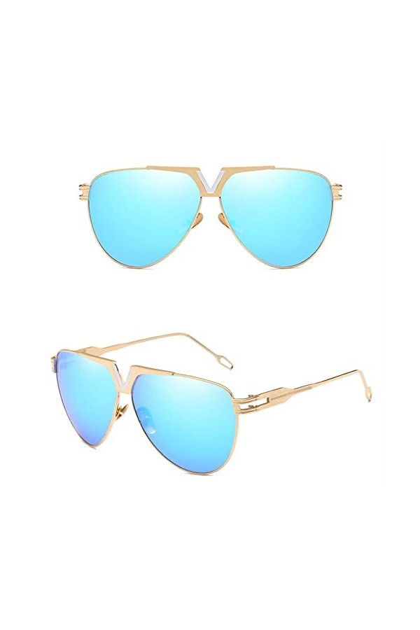 HPIRME Lunettes de soleil rétro dété hommes femmes métal grand cadre lunettes de soleil UV400, 5, taille unique